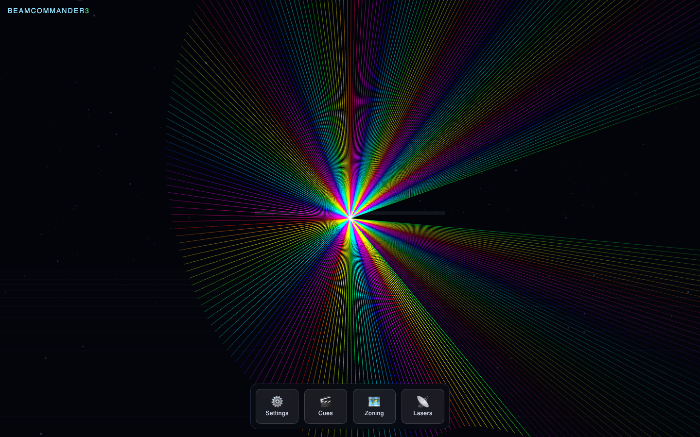 BeamCommander3 live control page showing the laser preview