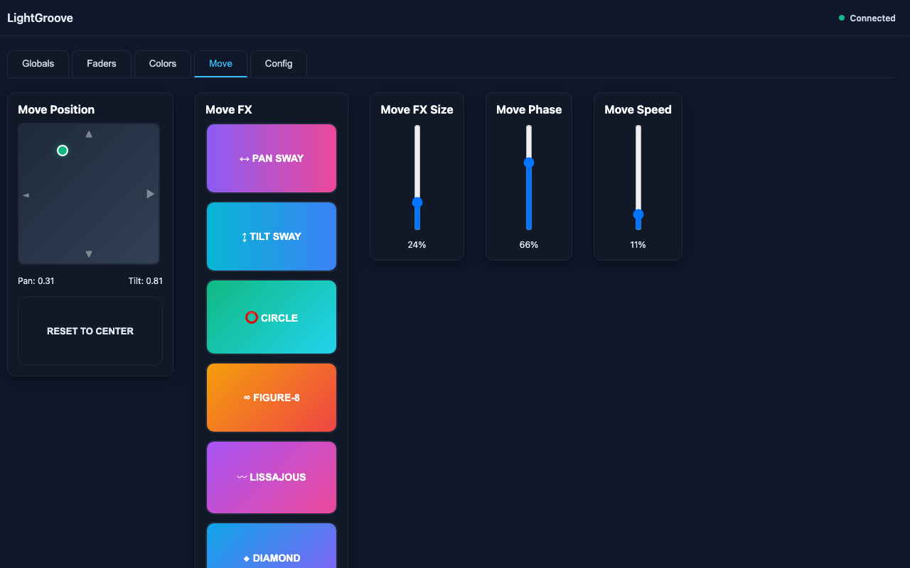 Move Interface - X/Y touchpad and movement effects